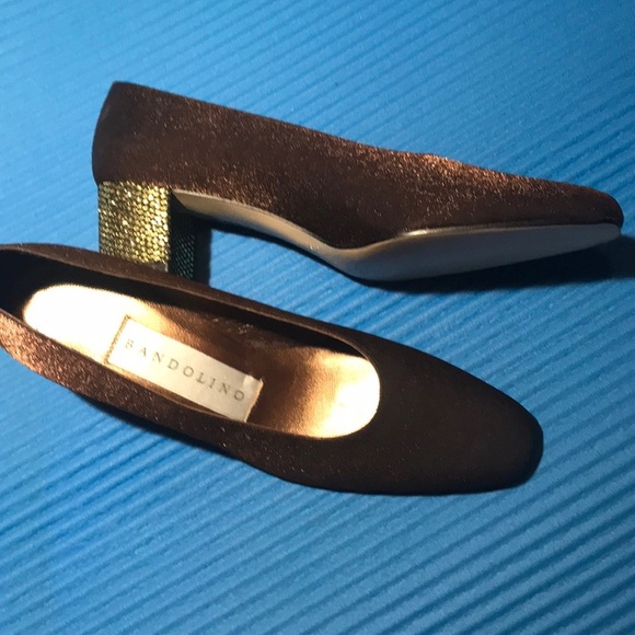 Bandolino Copper Brown Lame Festive Studded Heels8 - Picture 3 of 8